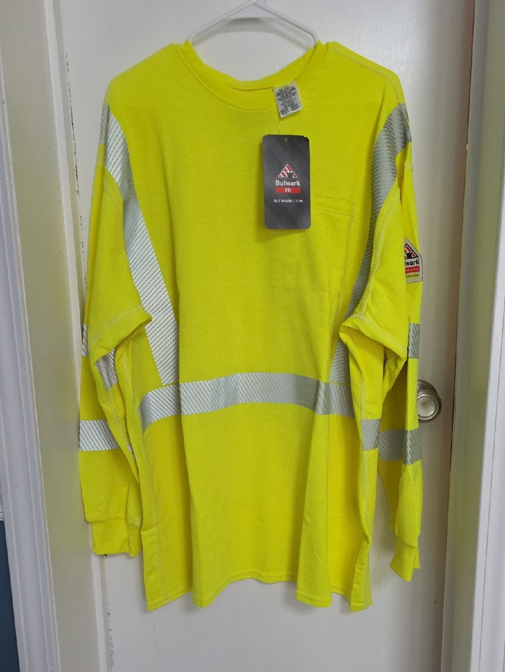Bulwark FR High-Visibility Lime Yellow Reflective Work Shirt